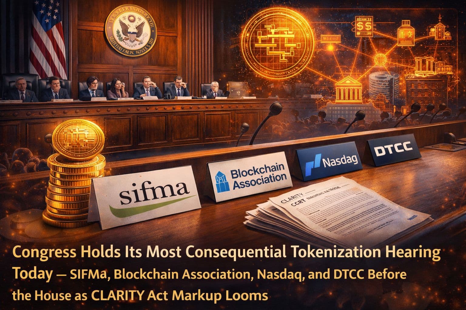 Congress Holds Its Most Consequential Capital Markets Hearing in a Generation: SIFMA, Blockchain Association, Nasdaq, and DTCC Testify on Tokenization Today as the CLARITY Act Markup Window Narrows and America's $16 Trillion Securities Infrastructure Faces Its Blockchain Reckoning